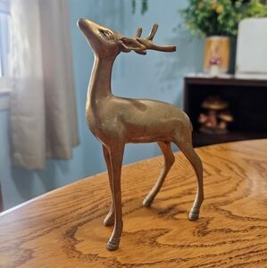 Elegant Brass Gold Deer Figurine 70's 80's Vintage Decor Christmas
